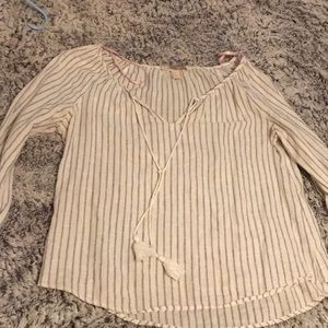 A white and blue striped forever 21 shirt.